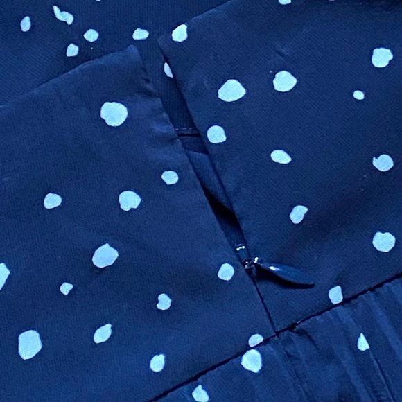 Ann Taylor Navy & White Pleated Polka Dot Skirt - Picture 3 of 6